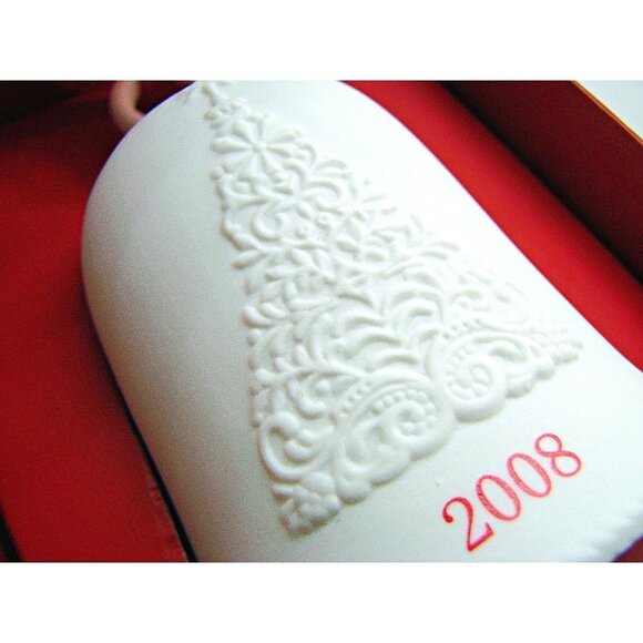 NEW Hallmark Collectible White Bell Porcelain Ornament Christmas Holiday 2008 IB - Picture 2 of 11